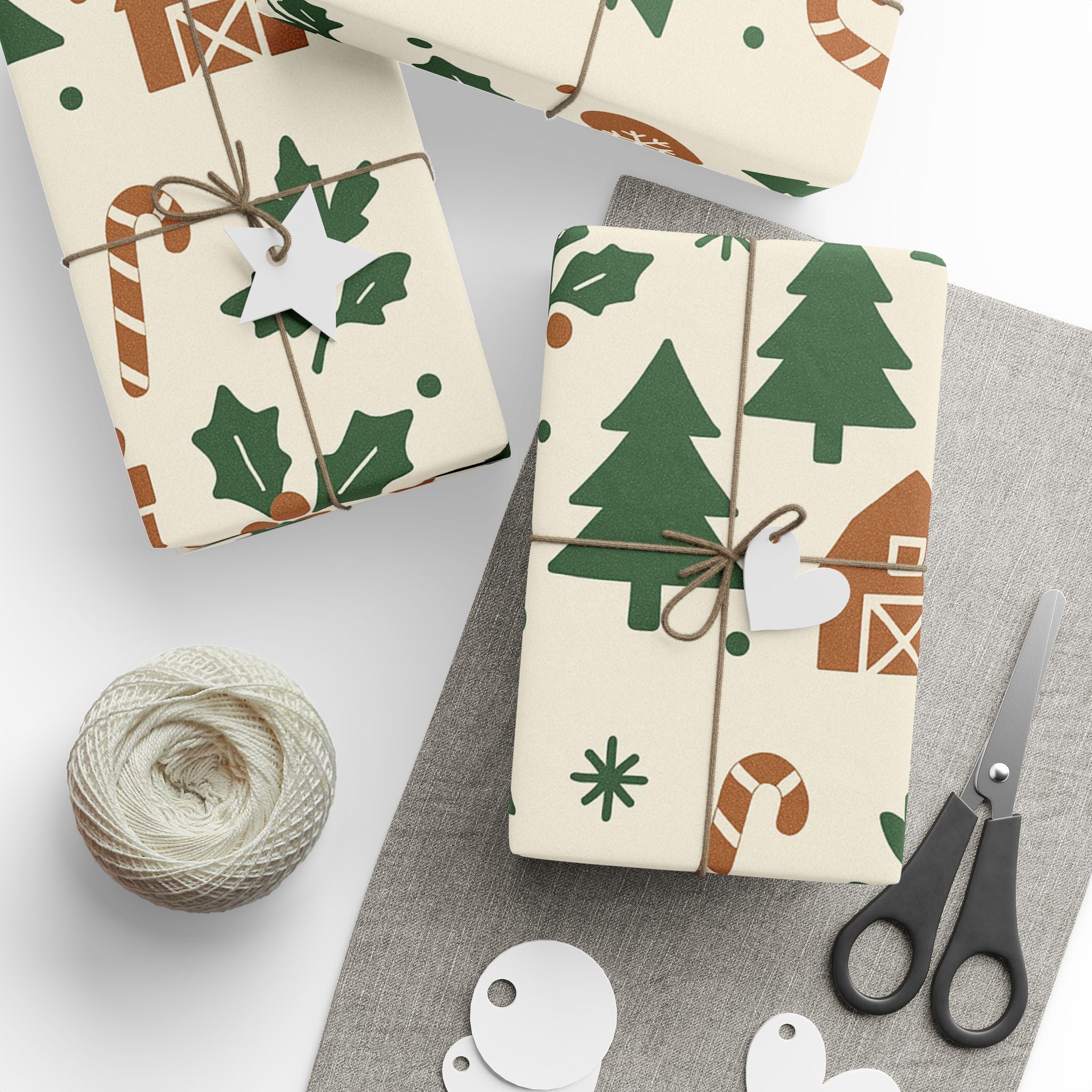Farm themed Christmas Wrapping Paper With Tractors and Trees
