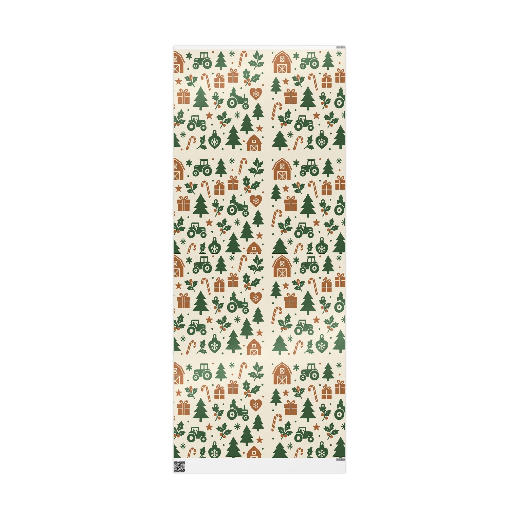 Farm themed Christmas Wrapping Paper With Tractors and Trees
