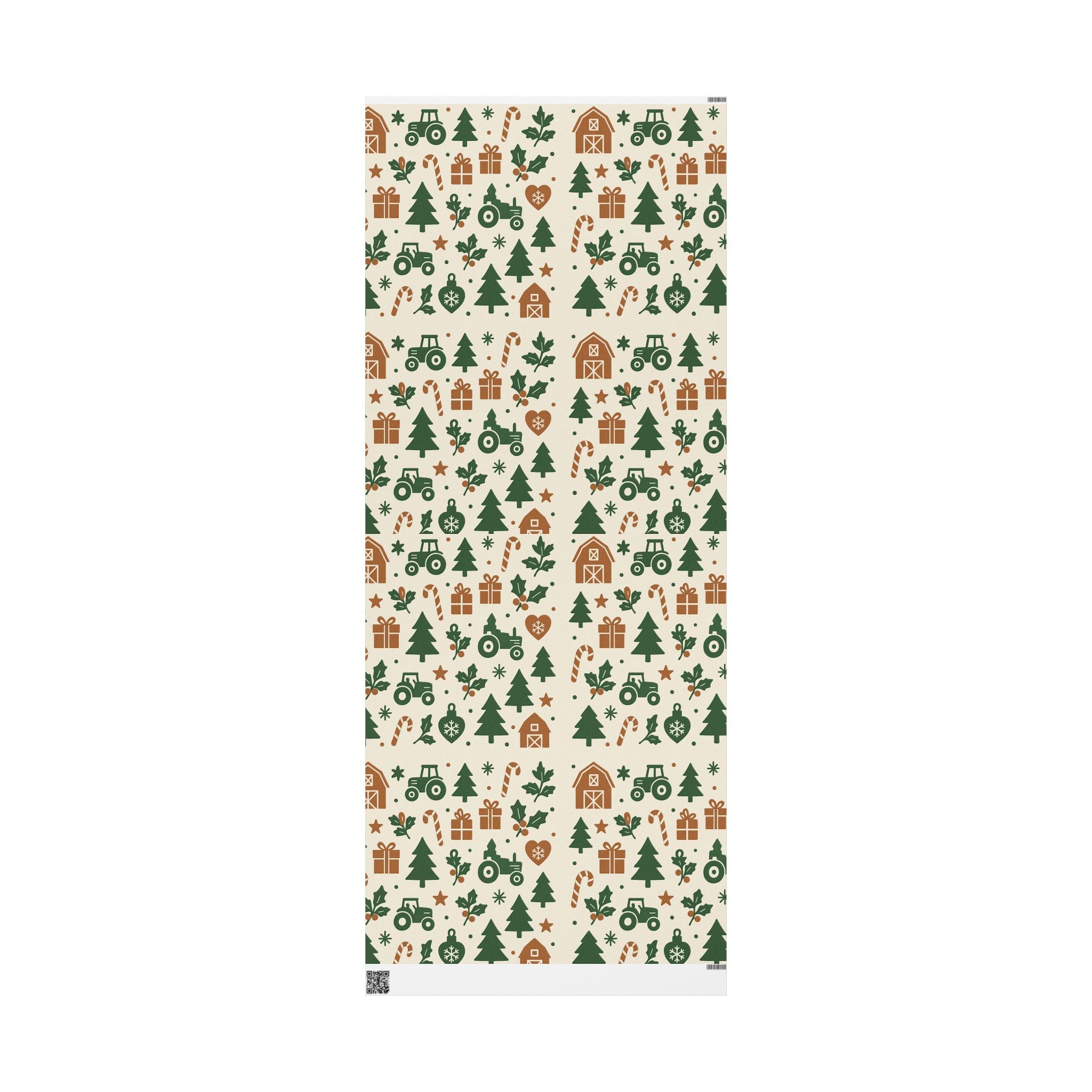Farm themed Christmas Wrapping Paper With Tractors and Trees