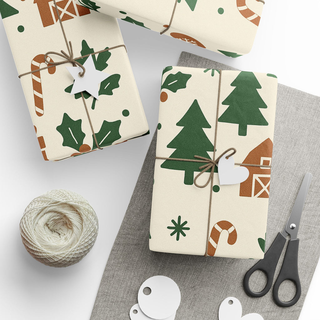 Farm themed Christmas Wrapping Paper With Tractors and Trees